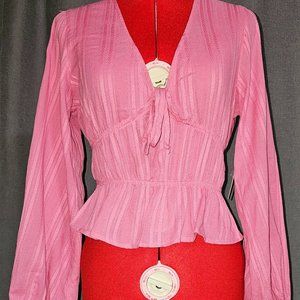 NWT Smocked Long-Sleeved Blouse